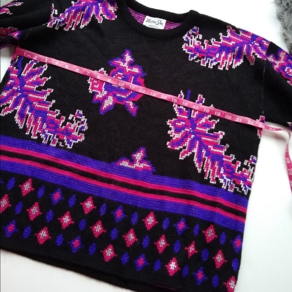 VINTAGE Helen Sue feather & Rose neo print knit sweater - Picture 7 of 8